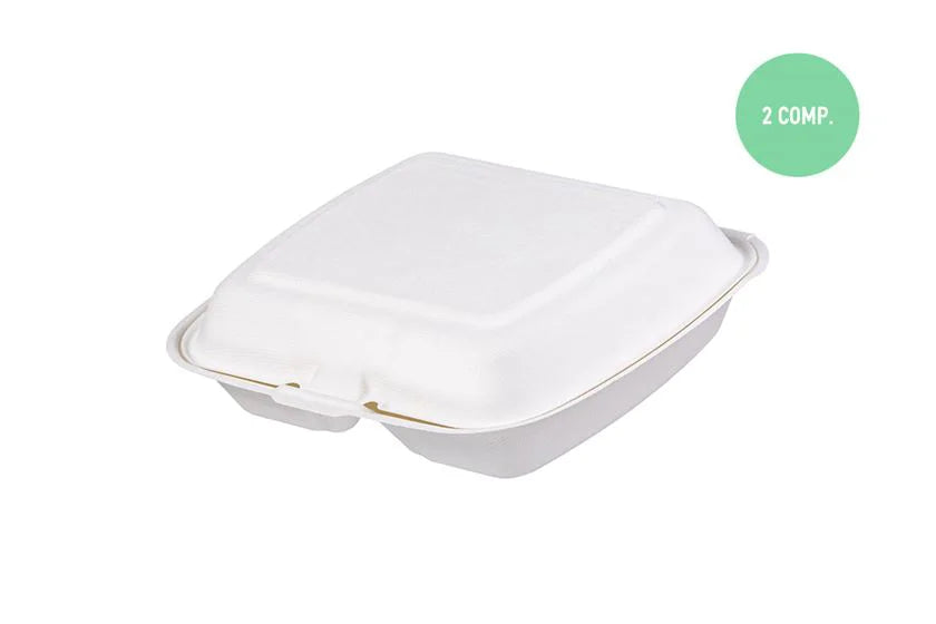 Menubox z cukrovej trstiny - Dvojdielny box z cukrovej trstiny (23x20 cm) - 100 ks/balenie - Greenstic-sk