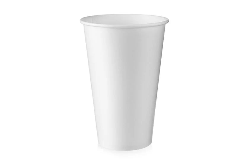 Papierové poháre - Biely jednostenný papierový pohár 450 ml - 16oz - 50/balenie - Greenstic-sk