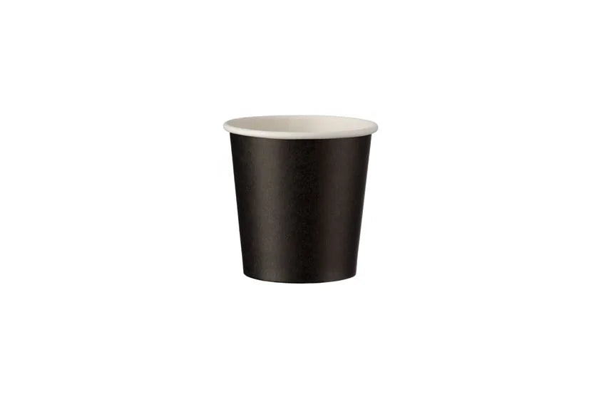 Papierové poháre - Čierny jednostenný papierový pohár 120 ml - 4oz - 50/balenie - Greenstic-sk