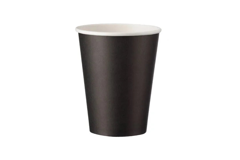 Papierové poháre - Čierny jednostenný papierový pohár 250 ml - 8oz - 50/balenie - Greenstic-sk