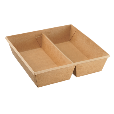 Kraft papierové misky - Eco-tray dvojdielny kraft 1200 ml - 20/balenie - Greenstic-sk